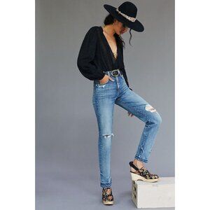 NWT Anthropologie The Selvedge Vintage Straight Jeans 27P $298 Blue Petite